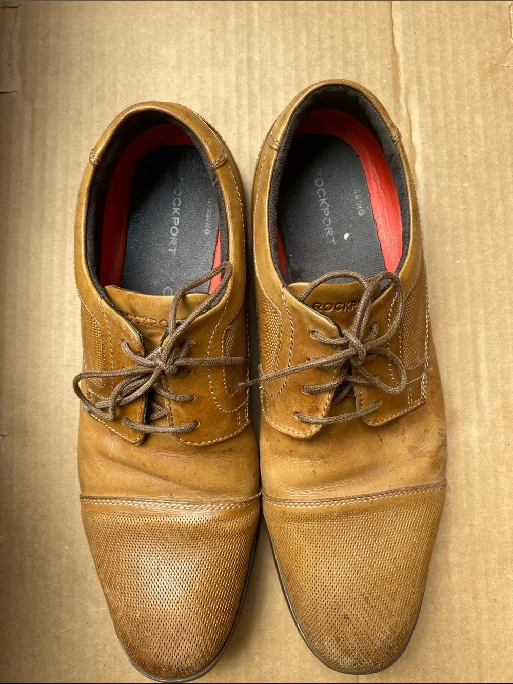 Men's Tan Leather Lace-Up Dress Shoes